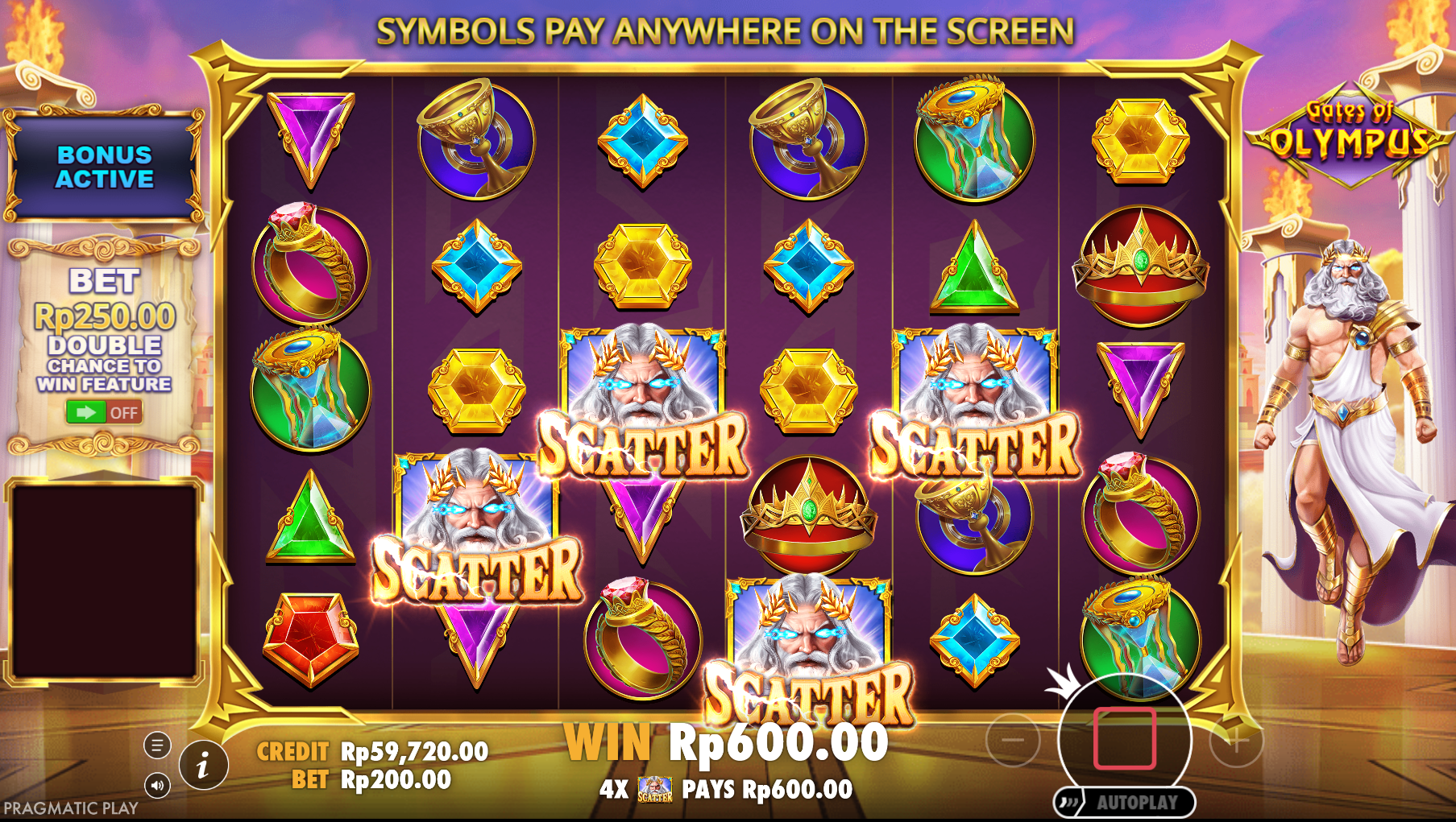 Gates of Olympus Slot 1win Indonesia Scatter Triggers Free Spins